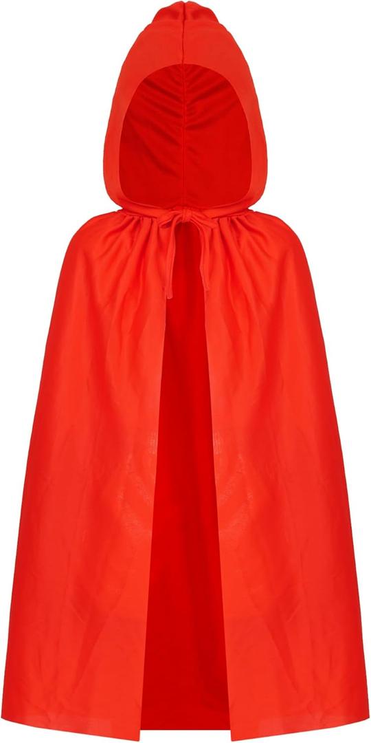 Dxhycc Kids Hooded Cloak Cape Unisex Halloween Cloak for Boys Girls Halloween Christmas Role Play Cosplay Costume (Red)