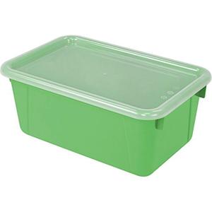 Storex Small Cubby Bin, 5-Pack with Clear Lid/Classroom Green