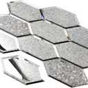 Peel and Stick Beveled Antique Mirror Tile, Mirror Backsplash Tiles for Kitchen Bathroom Wall 4x6 Inch Long Hexagon 30 Pcs, 4.8 SQ.FT