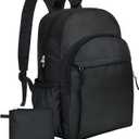 15.6 inch Basic Black Backpack for Men, Travel Backpack Carry on, Water Resistant School Backpacks for Teens, College Back Pack Bookbag for Boys Girls, Work Backpacks for Women