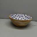 Folkulture Salad Bowl or Wooden Bowls with Serving Tongs, Large for Fruits, Cereal or Pasta, Large Mixing Bowl Set, 12" Diameter x 5" Height, Mango Wood, Blue