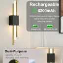 2 x USB Rechargeable Wall Sconces Set of 2, Wireless Cordless Wall Lamp with Dimmable Timer, No Wiring Needed Mounted Wall Light, Modern Decor Wall Sconce for Living Room, Bedroom, Study, Corridor
