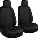ENOGE Linen Car Seat Covers Front Seat Covers Breathable Cloth Fabric Car Seat Protector Universal Fit Most Automotive, Van, SUV, Trucks (Black, 2 Front)