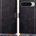 SUANPOT Compatible with Google Pixel 10/10 Pro 6.3" Wallet case with RFID Blocking Credit Card Holder,Flip Book PU Leather Protective Cover Women Men for Pixel 10 Phone case Black