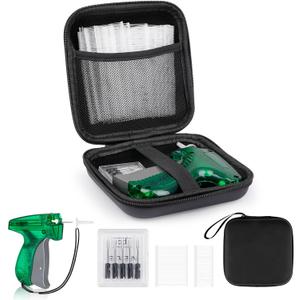 BEVTEE Tagging Gun for Clothing, Green Tag Gun Kit with 5 Needles, 1120 Barbs Fasteners & 1 Hard EVA Case, Durable and Easy to Use Tagging Tool for Clothes, Fabric, Retail Price Tags and DIY