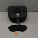 MLVOC Neck Pillow for Traveling, Upgraded 100% Pure Memory Foam Travel Neck Pillow for Airplane Flight Sleep, Breathable & Machine Washable Cover, Travel Kit with 3D Eye Mask, Earplugs & Bag, Black