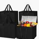 Set of 8 Large Insulated Reusable Grocery Bags with Sturdy Zipper and Handles, Foldable Washable Heavy Duty Cooler Totes for Hot or Cold Food Delivery, Groceries, Travel, Shopping