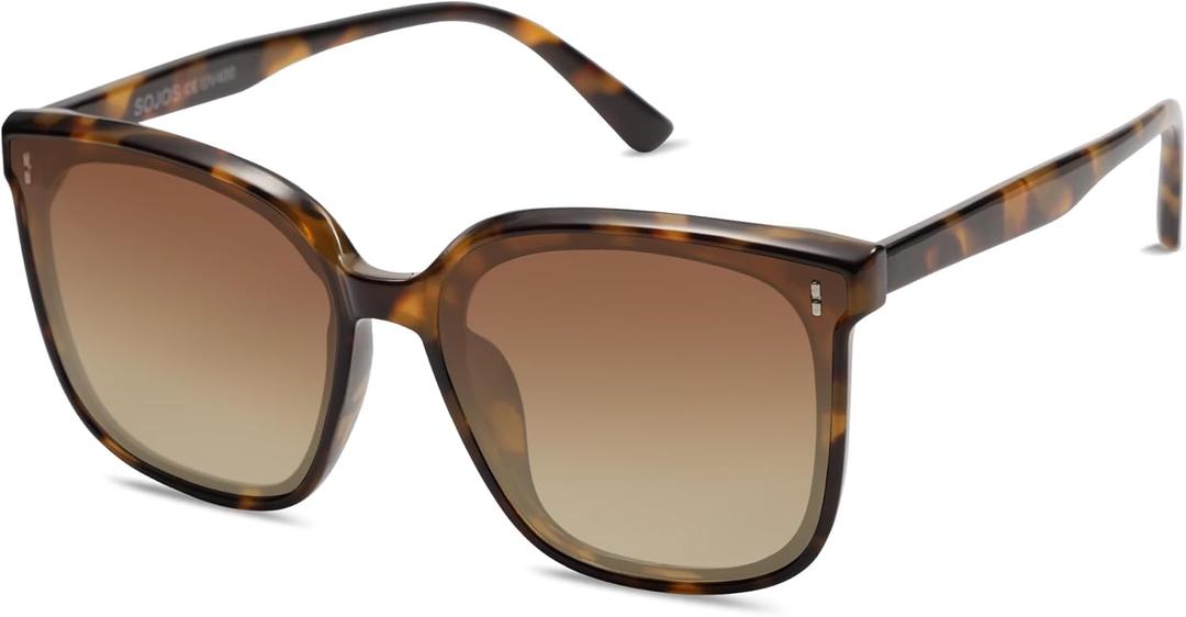 SOJOS Trendy Oversized Sunglasses for Women and Men (Brown/Gradient Grey)