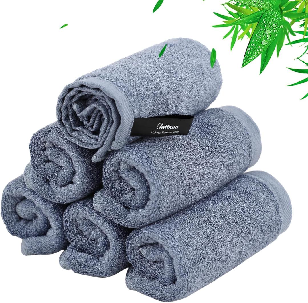 Wash Cloths 6 Pack, Reusable Makeup Remover Cloths, Super Soft and Gentle Face Towel for Sensitive Skin, 10x10 inch Small Face Washcloths, Easy to Rinse Quick Dry Slate Blue Facial Cleansing Cloths