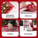 IRIS USA Ornament Storage Box with Attached Lid, Stores 75 Ornaments per Bin, 2-Pack, Stackable Durable Christmas Storage Organization Container Bin for Holiday Decorations and Accessories, Clear/Red, Size: 94 Qt. - 2 Pack