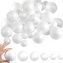 LOKIPA 30 Pieces Polystyrene Balls, 6 Sizes White Foam Balls 3-8cm Craft Foam Balls for School Project, Art, DIY Craft and Party Decoration