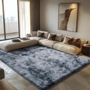 Shag Area Rug for Bedroom 4x6, Tie-Dyed Black Fluffy Area Rugs for Living Room, Soft Fuzzy Rug Non-Shedding Indoor Plush Carpet for Kids Bedroom Nursery Dorm Home Decor