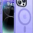 CANSHN Magnetic Compatible with iPhone 14 Pro Max Case [Translucent Matte] [Compatible with Magsafe] Slim Thin Shockproof Protective Bumper Cover Phone Case 6.7 Inch - Light Purple