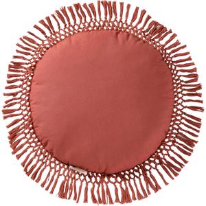 Indigo Ink - Decorative Throw Pillows for Couch or Bed, Boho Home Dcor Round Cotton 20" x 20" Pillow with Tassels (Tufted Medallion Collection, Ginger Spice)