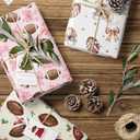 GIOLNIAY Football Wrapping Paper for Kids Adults - Holiday Gift Wrap with Pink Paper, Footballs and Red Bows - 4 Jumbo Sheets, 28" x 40" Each (32 sq. ft ttl), Easy to Store