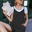 Ekouaer Womens Summer Casual Sleeveless Rompers Loose Spaghetti Strap Shorts Overalls Outfits 2025 Jumpsuits With Pockets (Small, Black)