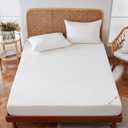 YOUR MOON Natural Wool Mattress Pad Queen 200GSM Australian Wool Mattress Topper, Quilted Fitted Mattress Bed Cover with 16" Deep Pocket, Hypoallergenic Cotton Cover (White)