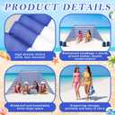 Tigeen 15 x 4.6 ft Beach Wind Screen Set Wind Blocker Sunbathing Privacy Screen Stripe with with 2 Metal Pole Ground Stake Carry Bag Portable Beach Windscreen for Summer Sand Outdoor Protection Sport