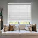 CHICOLOGY 2" Cordless Faux Wood Blinds, Room Darkening Smooth PVC Window Blinds, Cordless Lift, Light Control and Privacy, Inside/Outside Mount, Moisture Resistant, Basic White, 71" W x 48" H