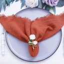 Fringed Cotton Cloth Napkins set of 12, Fall Dinner Napkins Cloth Bulk,Handmade 16x16, for Party, Thanksgiving, Wedding (Terracotta)