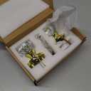 Privacy Crystal Glass Door Knobs Interior with Lock, Modern Octagon Door Knobs for Bedroom/Bathroom, Gold/Polished Brass