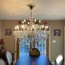 HungGwun Clear 18 Lights K9 Crystal Chandelier Modern Luxurious Light Candle Pendant Lamp Ceiling Kitchen Living room Lighting for Dining Room Bedroom Hallway Entry 37x30 Inch Gifts (Clear Color)