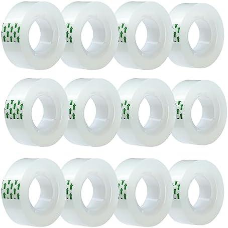 MJUNM Clear Tape Refills Rolls for Dispenser, Transparent Tape, 9 Rolls, 1 inch Core, 3/4 inch x 900 inches