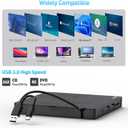 ORIGBELIE External DVD Drive, CD Drive USB 3.0 Typle C CD/DVD ROM +/-RW Adapter with USB Port DVD Burner for Laptop PC Desktop Computer, Optical Disk Drive CD Player Compatible with Mac Windows Linux