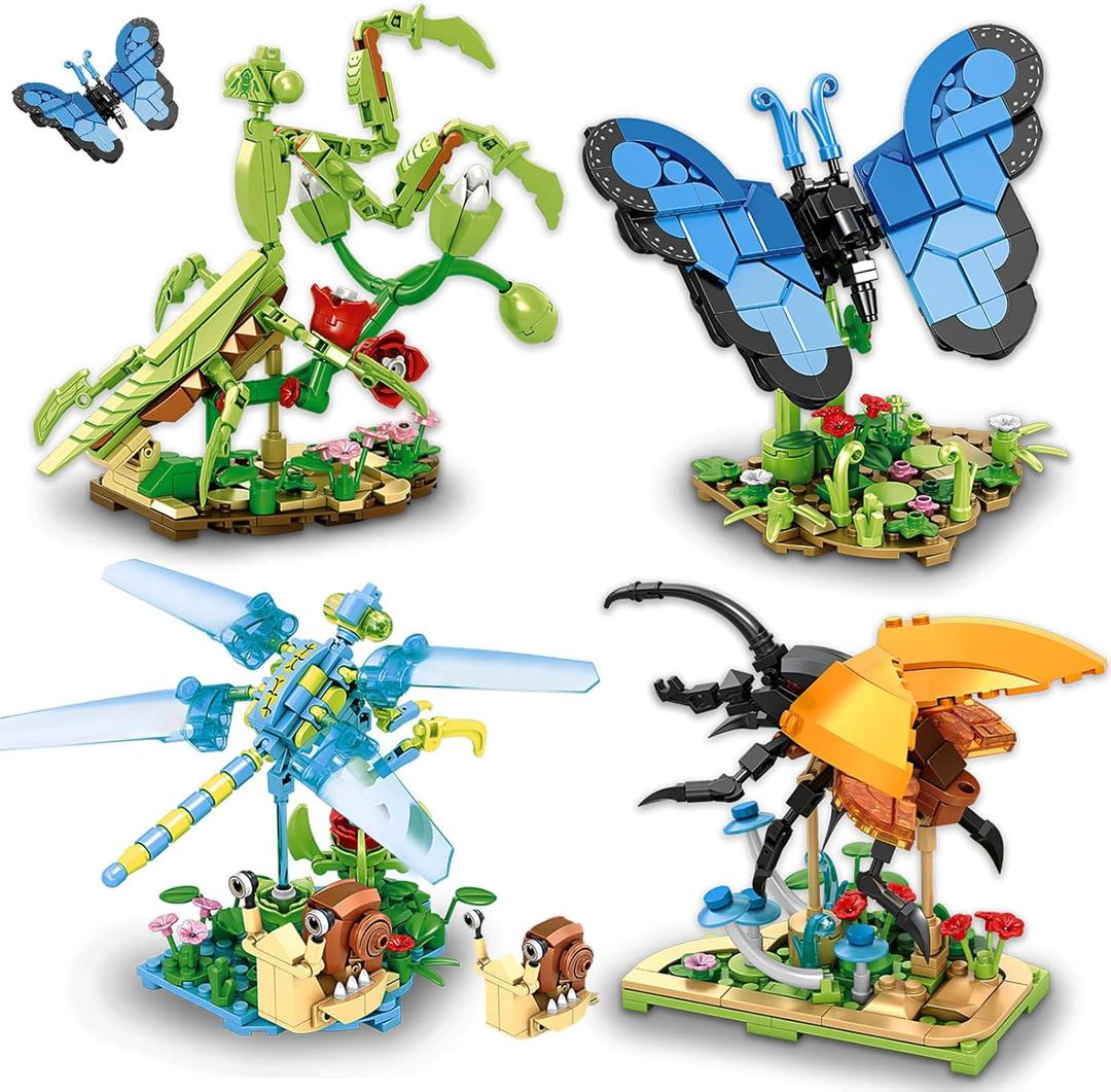 Ideas Insect Collection Building Set Compatible with Lego Insects Flowers Sets for Adult Butterfly Beetle Chinese Mantis Dragonfly for Boys Girls Gifts Bugs Building Toys for Nature Lover - 815PCS