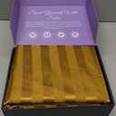 DECOLURE Satin Bed Sheets - 4 Piece Luxury Silky Queen Size Bedding Set - Softer Than Silk, Wrinkle-Free with 15 Deep Pocket Fitted Sheet, Perfect for Hair & Skin, Gifts for Women (Striped Gold)