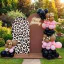 Chumia 2 Pcs Leopard Print Arch Covers Cheetah Backdrop Covers for Wedding Birthday Party Photography Decor, 2.6ft x 6ft and 4ft x 7.2ft (Brown)