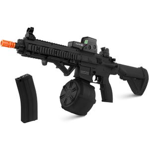 Gel Toy 90 Ft,150+ FPS Electric Full Auto Gel Outdoor Games Easter Toy with Drum Magazine and Goggles, Ages 14+ Years