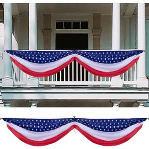 Wehhbtye 2PCS Patriotic Bunting Decorations-8.9x2.5 Feet 4th of july Outdoor Hanging Banner Flag,American Stars and Stripes Independence Day Flag for Memorial Day Porch Labor Day Yard Outside Party