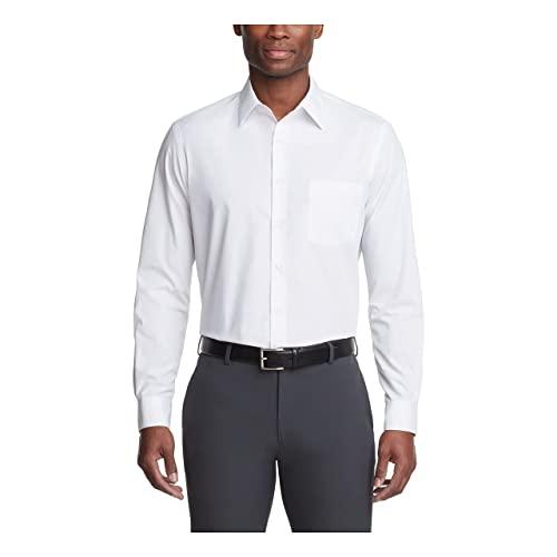 Van Heusen Men's Dress Shirt Regular Fit Poplin Solid, White, 15" Neck 32"-33" Sleeve M