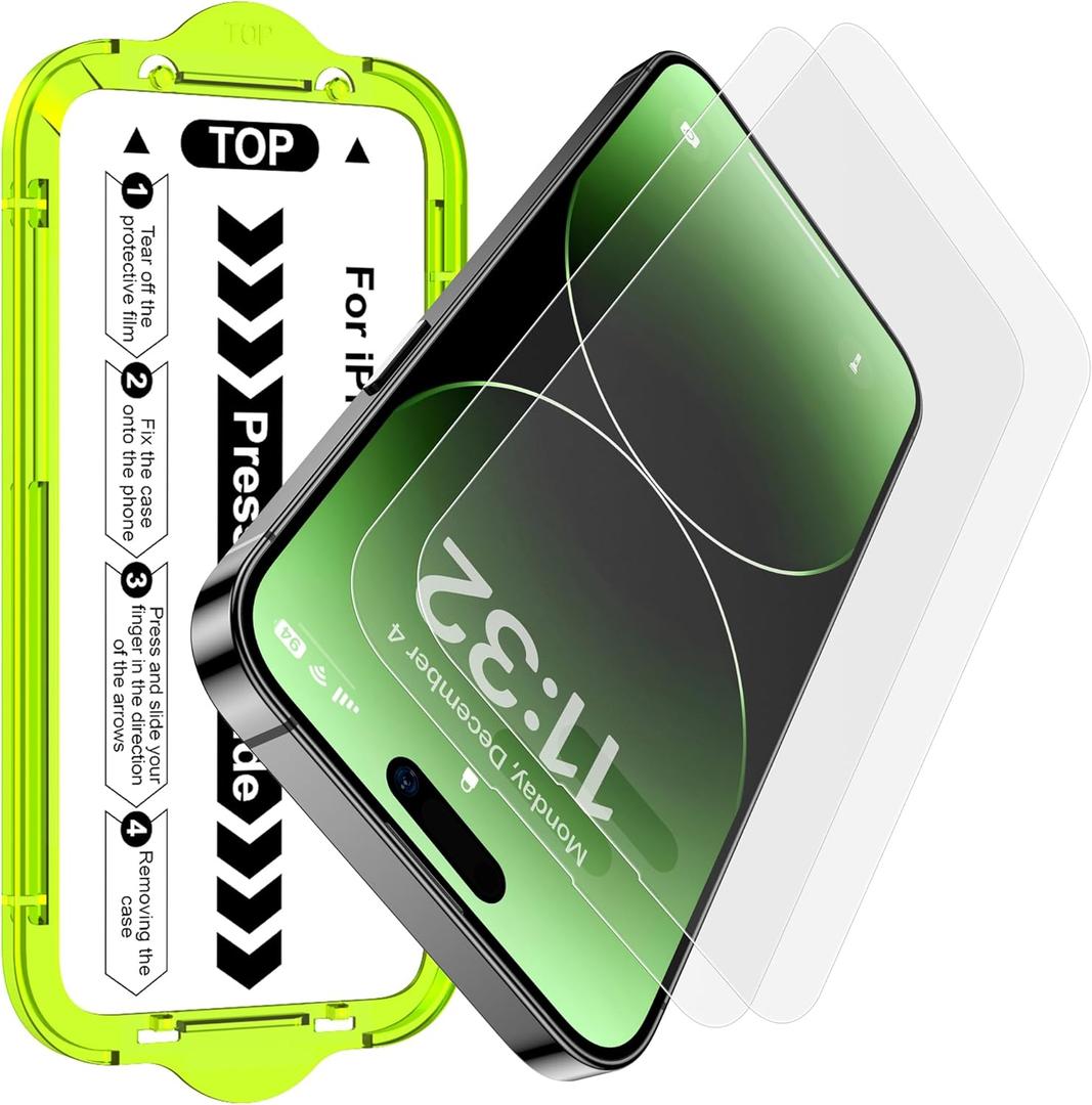 Esanik for iPhone 14 Pro Matte Glass Screen Protector [Auto-alignment] Anti-Glare & Anti-Fingerprint,Anti-Reflection,Bubble Free, Smooth as Silk, 2 Pack 9H Glass Screen Cover