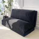 MAXYOYO Bean Bag Bed Folding Sofa Bed Floor Mattress for Adults, Extra Thick and Long Floor Sofa with Corded Washable Cover, Black, 39x95 Inch