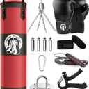 4FT Punching Bag for Adults/Kids, Unfilled Heavy Punching Bag, Boxing Bag Set with Punching Gloves, Wraps, Chain, Ceiling Hook for MMA Kickboxing Boxing Karate Muay Thai Taekwondo