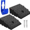 2Pack Curb Ramp Black Color with one Large Hose Hook, Portable Lightweight Heavy Duty Plastic Driveway Curb Ramps for Low Cars,Motorcycle Ramp,Curb Ramps (5.12 inch High)