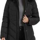 Women's Black Winter Jacket With Fur Hood, XL