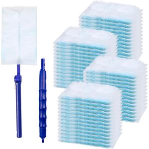 Disposable Duster Refills Bulk, Extendable Heavy Duty Dusters Refills 180 Degree Multi Surface Dusting Brush Replacement Head with Handle for Cleaning Home, Blinds, Ceiling Fans 200 Sets