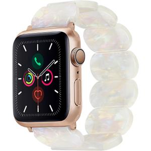 DIVELLA Resin Watch Band Compatible with Apple Watch Serise 11/10/9/8/Ultra/SE, Fashion Dressy Stretchy Lightweight Watch Strap Bracelet Wristband Replacement for iWatch Bands 7/6/5/4/3/2/1 for Women