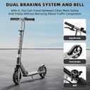 Scooters for Kids 8-12, Teens & Adults - Load 240 LBS, 8-Inch Wheels, Kick Scooter with Shock Absorption System, Hand Brake & Bell, 4 Adjustable Height Levels, Perfect for School, Commuting or Park