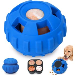 Dog Enrichment Toys to Keep Them Busy-Interactive Dog Toys for Large Dogs-Freeze Treat Dispensing, Dog Puzzle Toy, Natural Rubber, Dishwasher Safe, Navy, M