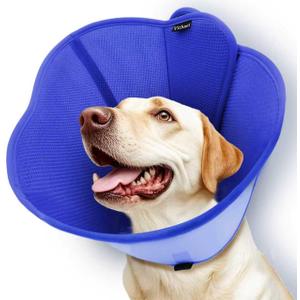 Upgraded Dog Cone Collar for Dogs After Surgery, Soft Breathable Pet Recovery Collar with Double-Layer Design, Adjustable Dog Cone Collar for Small Dogs, Elizabethan Collar (S, Blue)
