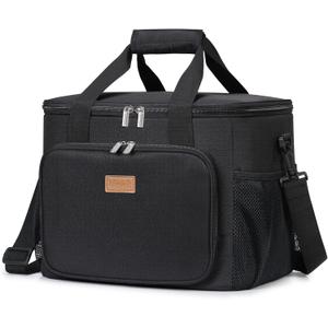 Lifewit Large Lunch Bag Insulated Lunch Box Soft Cooler Cooling Tote for Adult Men Women, Black 40-Can (24L)