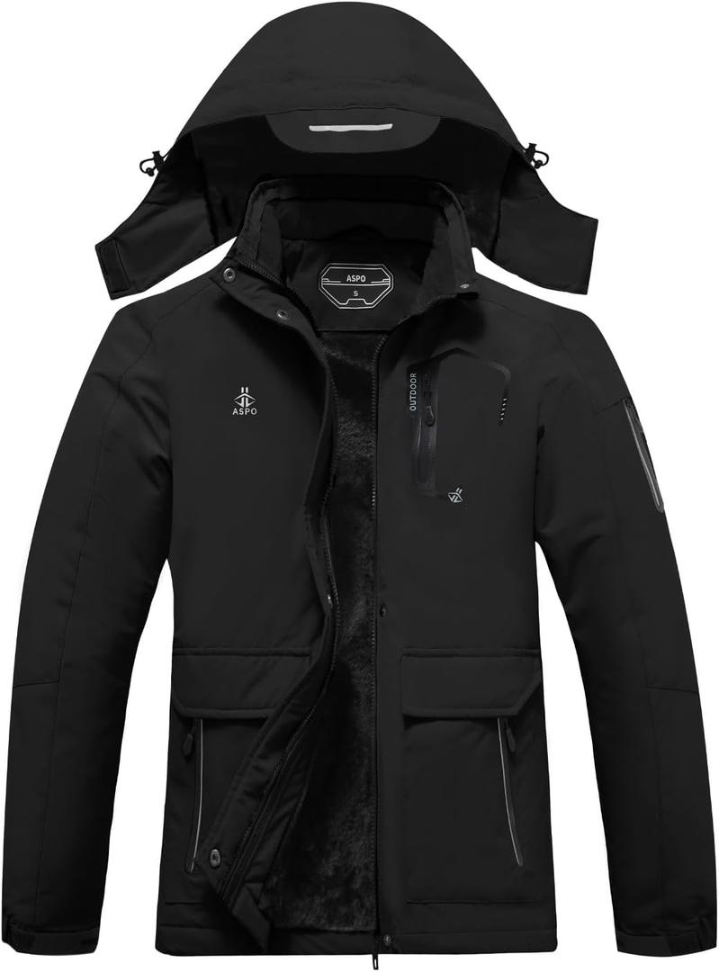 ASPO Women's Ski Jacket Waterproof Winter Jacket Insulated Warm Fleece Lined Windproof Snow Coats with Hood Snowboarding