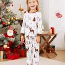 PATPAT Christmas Family Matching Pajama Sets Includes Christmas Socks - Perfect for Family Photos & Holiday Celebrations (8-9 Years, Brown and White)