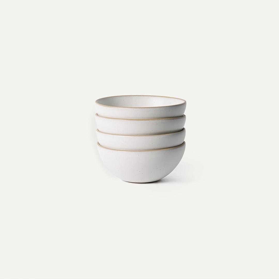 MORA Medium Bowls Set of 4, 28oz Ceramic Pottery Everyday Bowls - Microwave, Oven and Dishwasher Safe - Oat