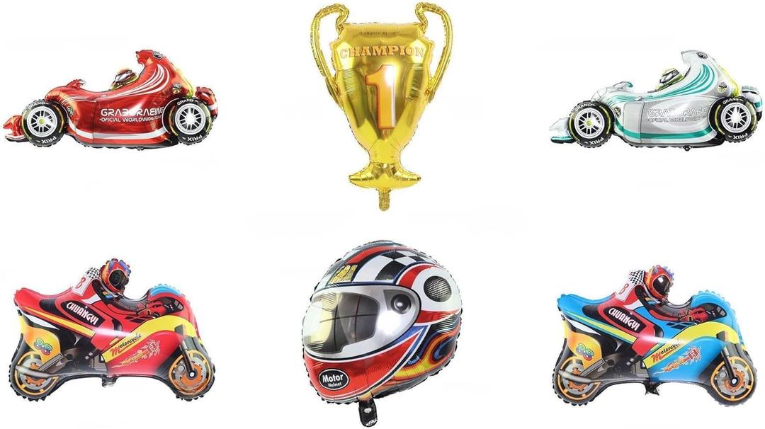 Race Car Balloons Motorcycle Balloons Car Racing Party Decorations for Birthday Parties, Car Racing Party Decorations, Motorcycle Helmet Foil Balloons