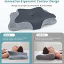 CHxxy Cervical Pillow for Neck Pain Relief, Memory Foam Pillows, Ergonomic Contour Bed Pillow, Soft for Side Sleep Stomach Sleeping and Back Sleepers-Queen Size Grey&Grey